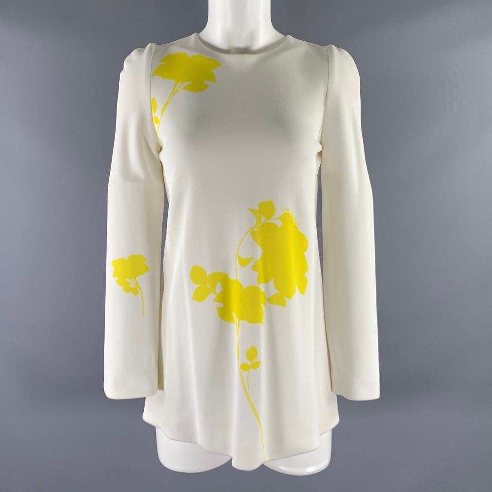 LOUIS VUITTON Size 2 White Yellow Viscose Polyester Dress Top